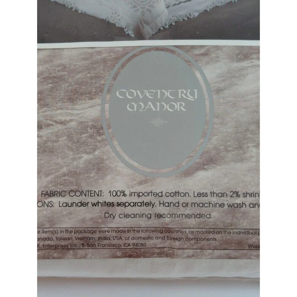 Coventry Manor Twin Comforter Cover 100% Cotton Cream Lace Button Closure 68x86